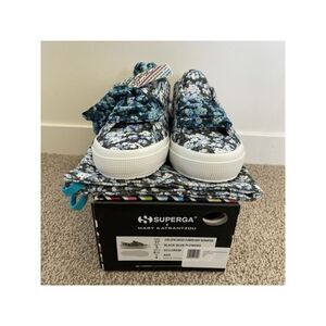 SUPERGA Womens Blue Limited Edition Mary Katrantzou Almond Training Shoes 7.5
